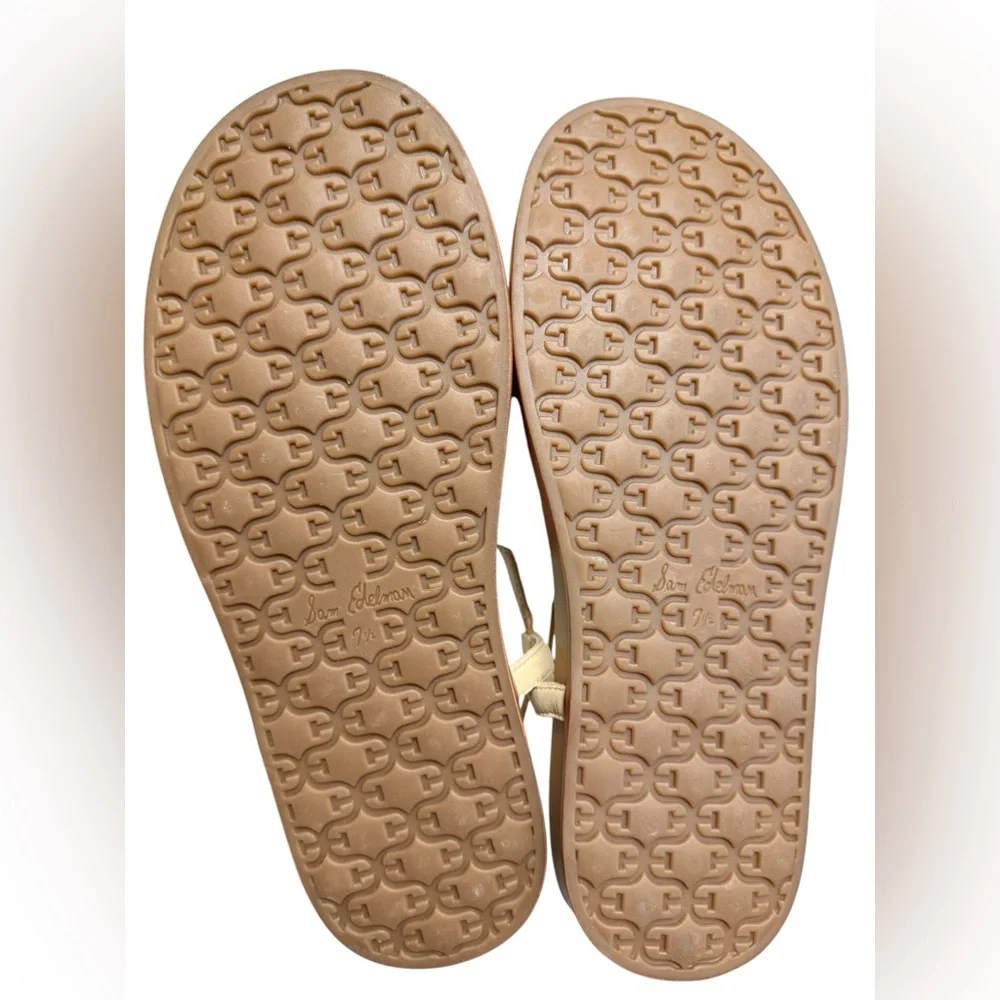 Sam Edelman Naomi Thing Beige Raffia T-Strap Sandals with Gold Accent NWOT